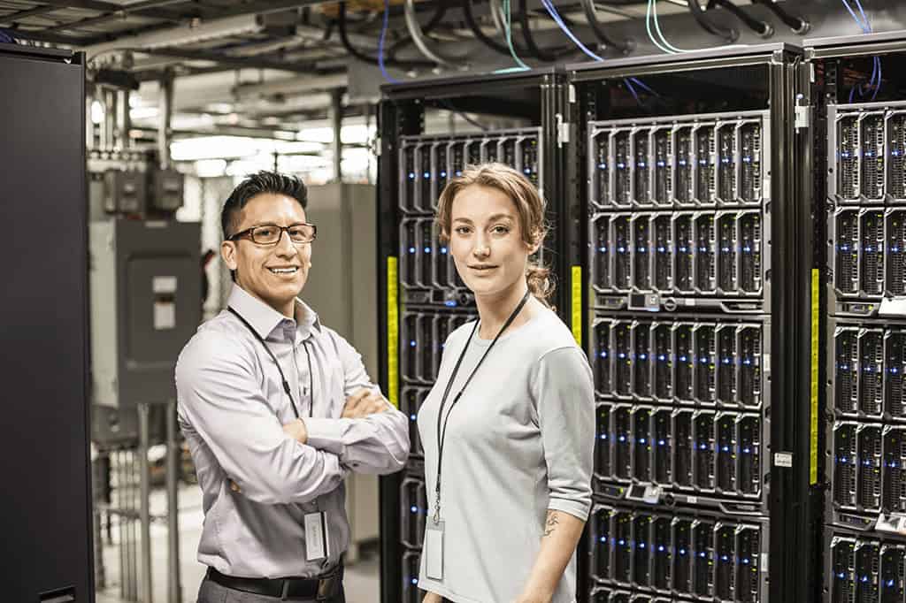 IT consultants from a HaaS provider deploying a new server farm for a growing business